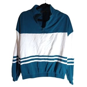 L.a hearts 1/4 zip pullover L green/white